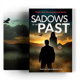 A dramatic book cover for a mystery novel titled 'Shadows of the Past'
