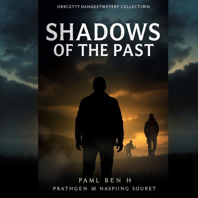 A dramatic book cover for a mystery novel titled 'Shadows of the Past'