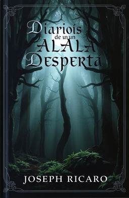 Book cover for 'Diarios de un Alma Despierta' by Joseph Ricardo, featuring a dark, mysterious forest