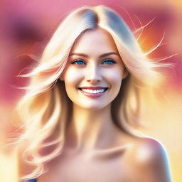 A high-quality digital art image of a blonde woman