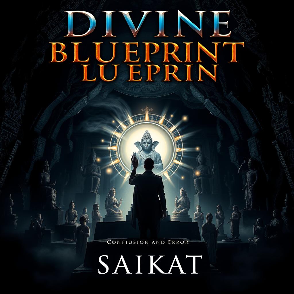 A captivating book cover for 'Divine Blueprint', featuring the title in bold, metallic letters prominently displayed at the top