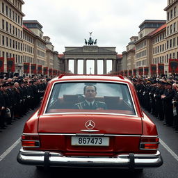 A grand and imposing scene set in Berlin in 1978, portraying an alternate history where Germany has emerged victorious in World War II