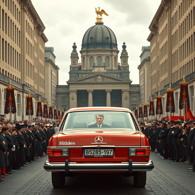 A grand and imposing scene set in Berlin in 1978, portraying an alternate history where Germany has emerged victorious in World War II