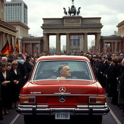A grand and imposing scene set in Berlin in 1978, portraying an alternate history where Germany has emerged victorious in World War II
