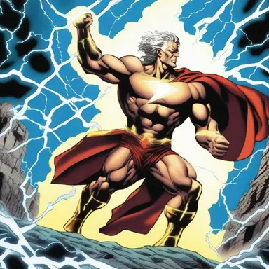 The superhero in the Greco-Roman comic had the power to control lightning, just like Zeus.