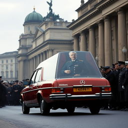 A grand and solemn scene set in Berlin in 1978, depicting an alternate history where Germany has won World War II