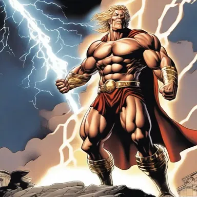 The superhero in the Greco-Roman comic had the power to control lightning, just like Zeus.