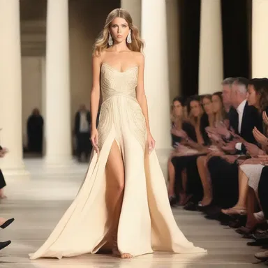 She wore a stunning Greek-style gown to the fashion show.