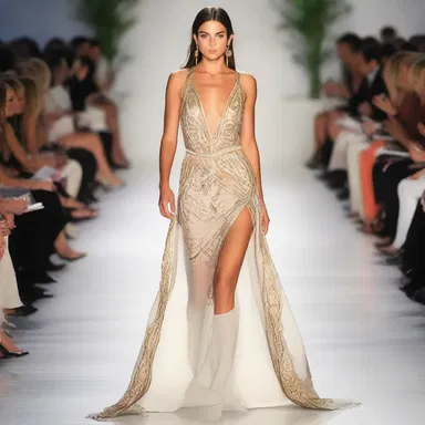 She wore a stunning Greek-style gown to the fashion show.