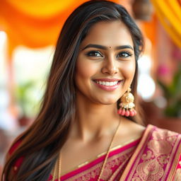 A stunning 25-year-old Indian woman with an alluring and attractive face, showcasing a beautiful figure