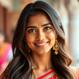 A stunning 25-year-old Indian woman with an alluring and attractive face, showcasing a beautiful figure