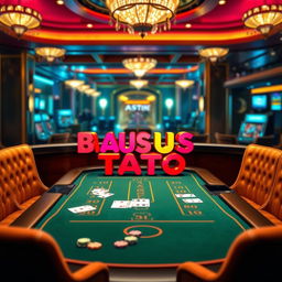 A beautifully designed casino table featuring the text 'BAGUS TOTO' in vibrant and eye-catching colors
