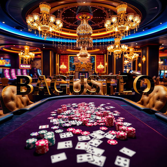 A lavish casino table featuring the text 'BAGUSTOTO' boldly displayed in a stylish font