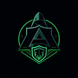 A sleek and modern hacker logo featuring the letter 'A' prominently displayed