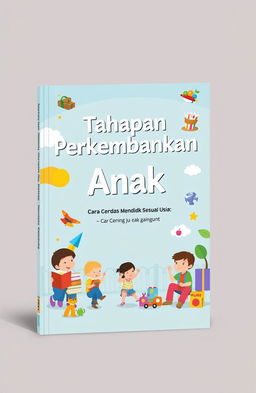 A visually striking book cover design for a book titled 'Tahapan Perkembangan Anak: Cara Cerdas Mendidik Sesuai Usia'