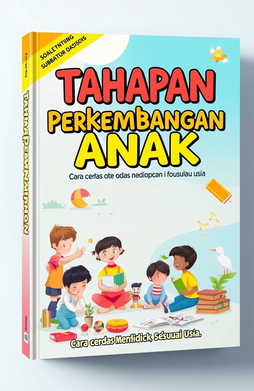 A visually striking book cover design for a book titled 'Tahapan Perkembangan Anak: Cara Cerdas Mendidik Sesuai Usia'