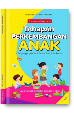 A visually striking book cover design for a book titled 'Tahapan Perkembangan Anak: Cara Cerdas Mendidik Sesuai Usia'