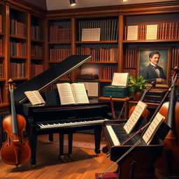 A serene and elegant setting depicting a classical music channel