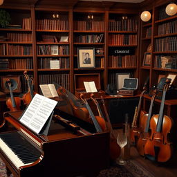 A serene and elegant setting depicting a classical music channel