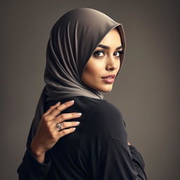 A beautiful masterpiece featuring a fully covered Muslim woman in a niqab, presenting an expressive and captivating appearance