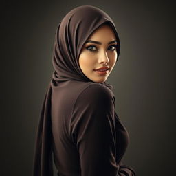 A beautiful masterpiece featuring a fully covered Muslim woman in a niqab, presenting an expressive and captivating appearance