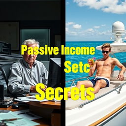 A striking thumbnail for a video about passive income featuring a clear contrast between two lifestyles