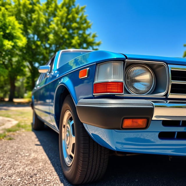 A pristine Toyota KE70 parked in a scenic setting, showcasing its classic lines and vintage charm