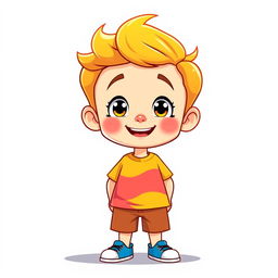 An animated 10-year-old boy standing without a background, with a closed mouth and non-visible teeth