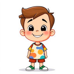 An animated 10-year-old boy standing without a background, with a closed mouth and non-visible teeth