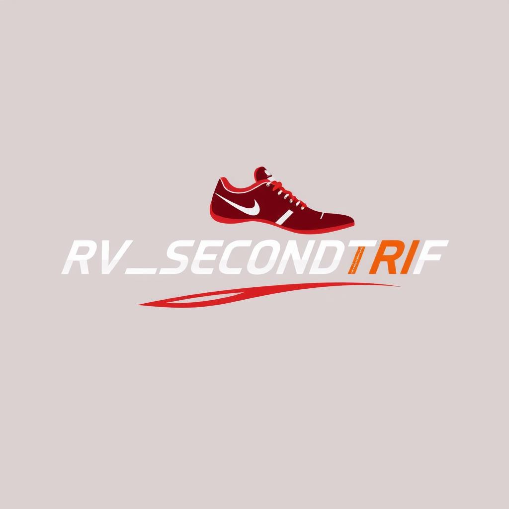 A sleek and modern logo design for a shoe shop featuring the name 'RV_SECONDTRIF'