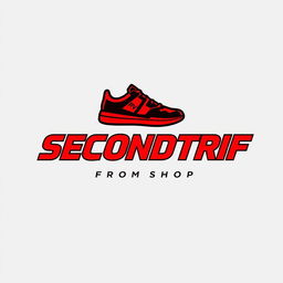 A sleek and modern logo design for a shoe shop featuring the name 'RV_SECONDTRIF'