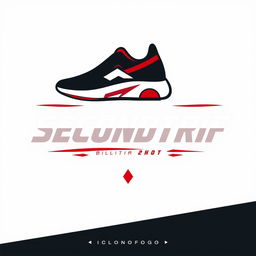 A sleek and modern logo design for a shoe shop featuring the name 'RV_SECONDTRIF'