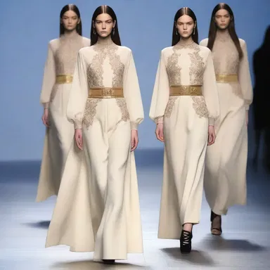 The designer showcased a gregorian-inspired collection on the runway.