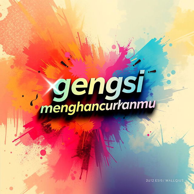 A modern and artistic wallpaper design featuring the phrase "gengsi menghancurkanmu" in a bold, stylish typography