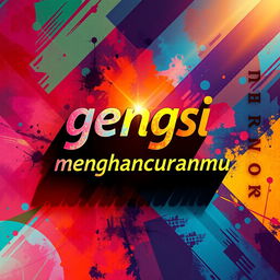 A modern and artistic wallpaper design featuring the phrase "gengsi menghancurkanmu" in a bold, stylish typography