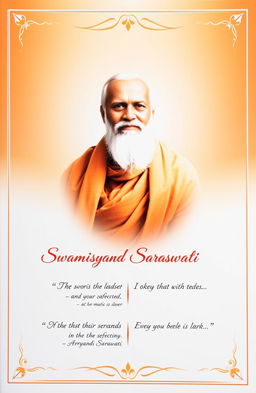 A beautifully designed cover page featuring a dignified portrait of Swami Dayanand Saraswati, a prominent leader in the Arya Samaj movement
