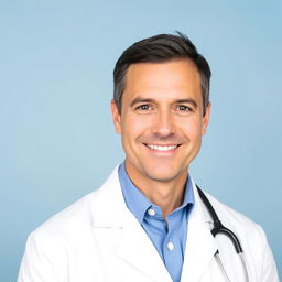 A professional profile photo of a doctor, featuring a middle-aged male with short dark hair and a warm smile