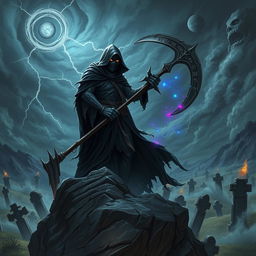 A dark fantasy scene depicting the concept of Death in a Dungeons and Dragons setting