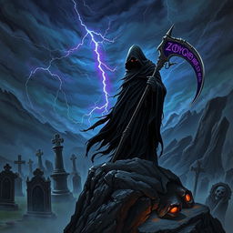 A dark fantasy scene depicting the concept of Death in a Dungeons and Dragons setting