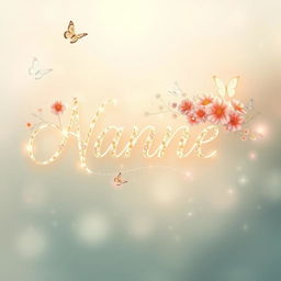 A beautiful and enchanting name written in elegant cursive script, adorned with floral accents and a dreamy pastel background