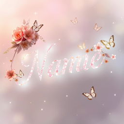 A beautiful and enchanting name written in elegant cursive script, adorned with floral accents and a dreamy pastel background