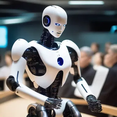 In a futuristic world, a humanoid robot composed a mesmerizing Gregorian chant, captivating its audience with its melodic tones.