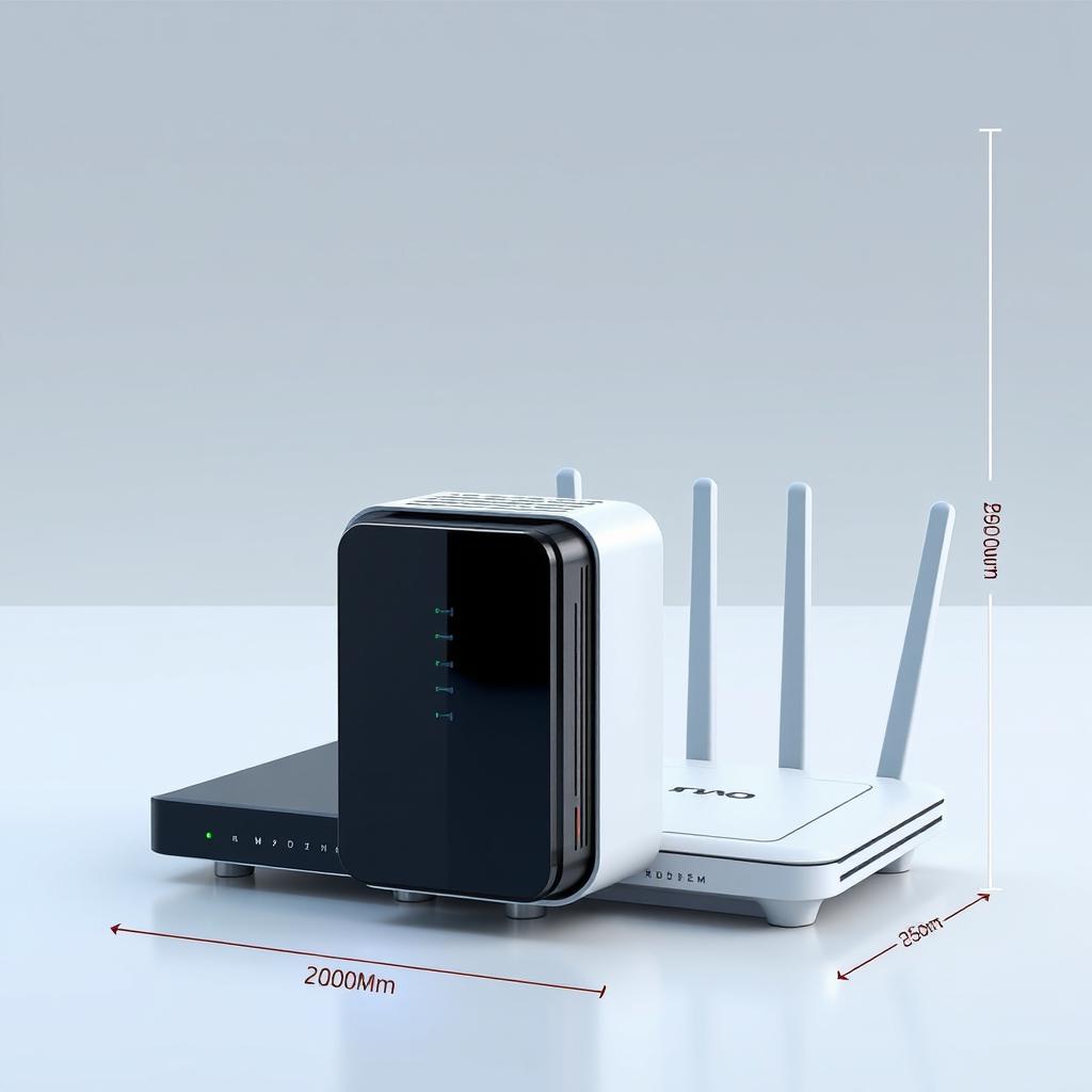 A high-quality slider image depicting a modern modem and router setup, showcasing their sleek designs and functionality