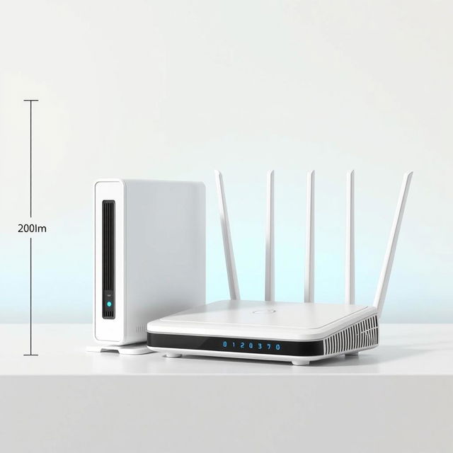 A high-quality slider image depicting a modern modem and router setup, showcasing their sleek designs and functionality