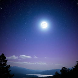 A breathtaking starry night sky filled with countless twinkling stars and a bright, luminous moon