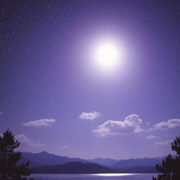 A breathtaking starry night sky filled with countless twinkling stars and a bright, luminous moon