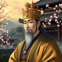 A historical illustration of King Dongseong of Baekje, depicted in traditional regal attire from the 5th century Korea