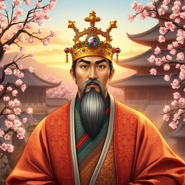 A historical illustration of King Dongseong of Baekje, depicted in traditional regal attire from the 5th century Korea