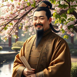 A regal portrait of Wang Yun, the Prime Minister of the Han Dynasty, depicted as a wise and dignified statesman