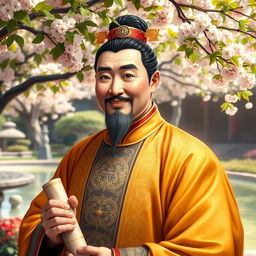 A regal portrait of Wang Yun, the Prime Minister of the Han Dynasty, depicted as a wise and dignified statesman
